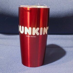 NWOT DUNKIN' DONUTS TUMBLER 20 oz. Red with Clear Lid